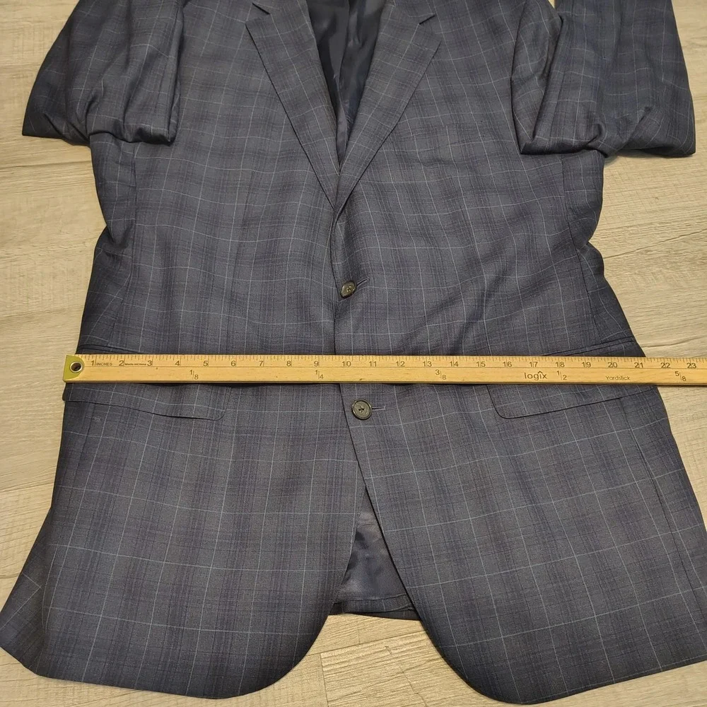 Cremieux Loro Piana Wool Suit Blue Glen Plaid 2 Button Blazer Pants 44 Long
